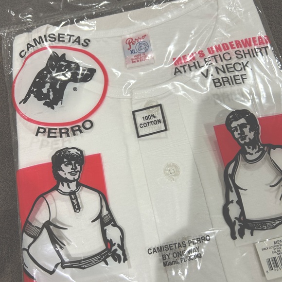 1970's Vintage Athletic T shirt underwear 3 button V-Neck Latin Miami XL New - Picture 2 of 4